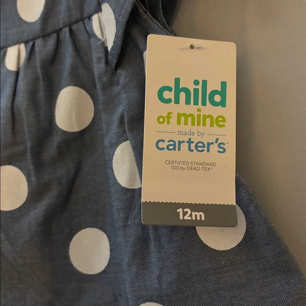 2 piece Carters Lt denim Blue color and White Polka Dot Diaper Cover Set NWT